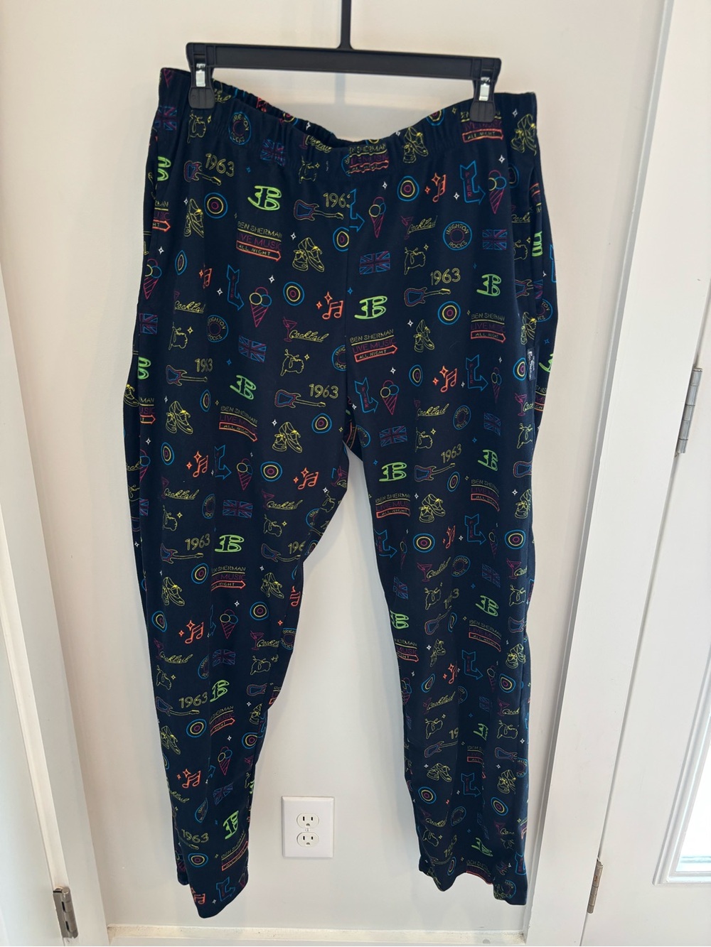 Ben Sherman Black Lounge Pants with Neon Icon Print